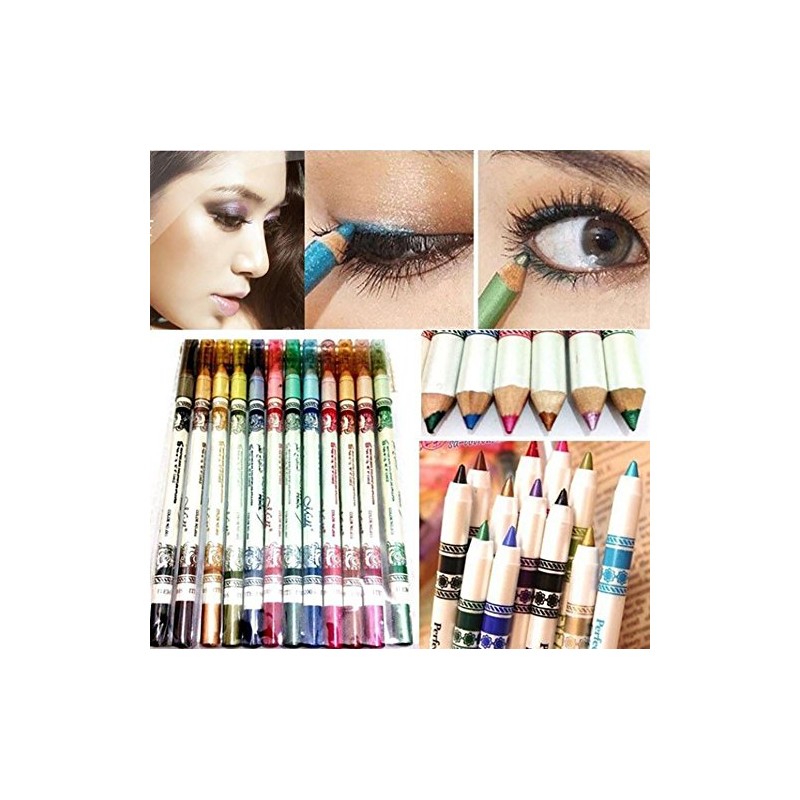 LOVM 12 Pcs PROFESSIONAL Cosmetic Makeup Eyeliner Eye/Lip Liner GLITTER