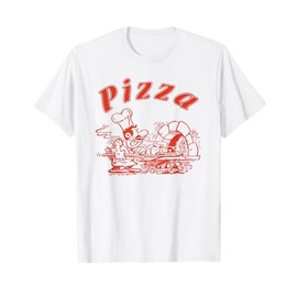 Pizza Logo Retro Italy as on the Box T-Shirt, White