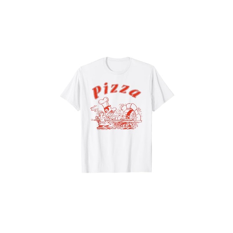Pizza Logo Retro Italy as on the Box T-Shirt, White