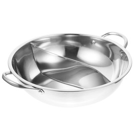 Tofficu Hot Pot with Divider, Stainless Steel 12.9 Inch Divided Hotpot, Hot Pan Hot Double Sauce for Induction Cooktop Gas Stove