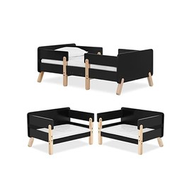 Dream On Me Osko Convertible Toddler Bed Made with Sustainable New Zealand Pinewood in Black, JPMA & Greenguard Gold Certified, Non-Toxic Finish