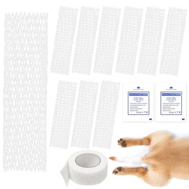 UNIFAMILY 10pcs Dog Tail Protector, Dog Breathable Tubular Bandage Elastic Net Wound Dressing Tail Elbow Plus 2 Gauze Pads and Self-Adhesive Dog Bandage Vet Wrap for Dogs Cats Other Pets Animals