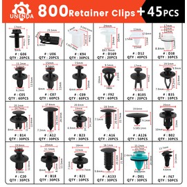 Car Push Retainer Clips 24 Most Popular Sizes Fasteners 845 PCS Automotive Plastic Clips Auto Push Pin Rivets Set with 10 Cable Ties and Fastener Remover for Ford GM Toyota Honda Chrysler Benz Nissan