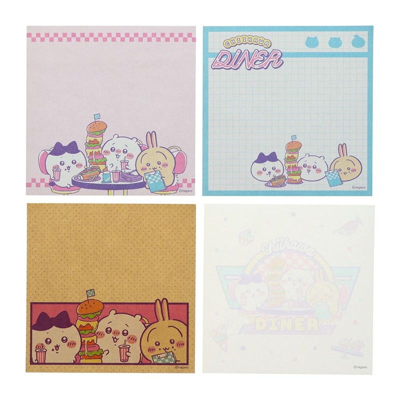 Sun-Star Stationery S2850990 Chiikawa Goods, Memo Pad, Square, Lunch