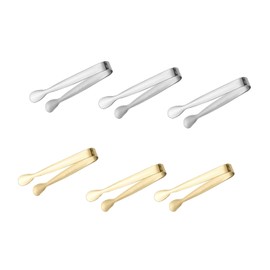 votuyet 6Pcs Silver and Gold Mini Sugger Tongs Small Tongs,Charcuterie Boards Accessories Serving Trays for Tea Parties,Coffee Breaks,or Any Social Gathering.