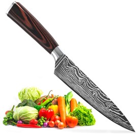 Chef Knife 8 Inch by Gourmet Tool - Sharp German High Carbon Stainless Steel Kitchen Knifes - 8” Chefs Cooking Knife for Sushi Chopping Vegetable Slicing Tomatoes and Meat Cutting Knives