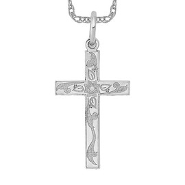 IceCarats 14K Solid White Gold Latin Mexican Holy Cross Necklace Religious Chain Pendant Jesus Christ Charm Only