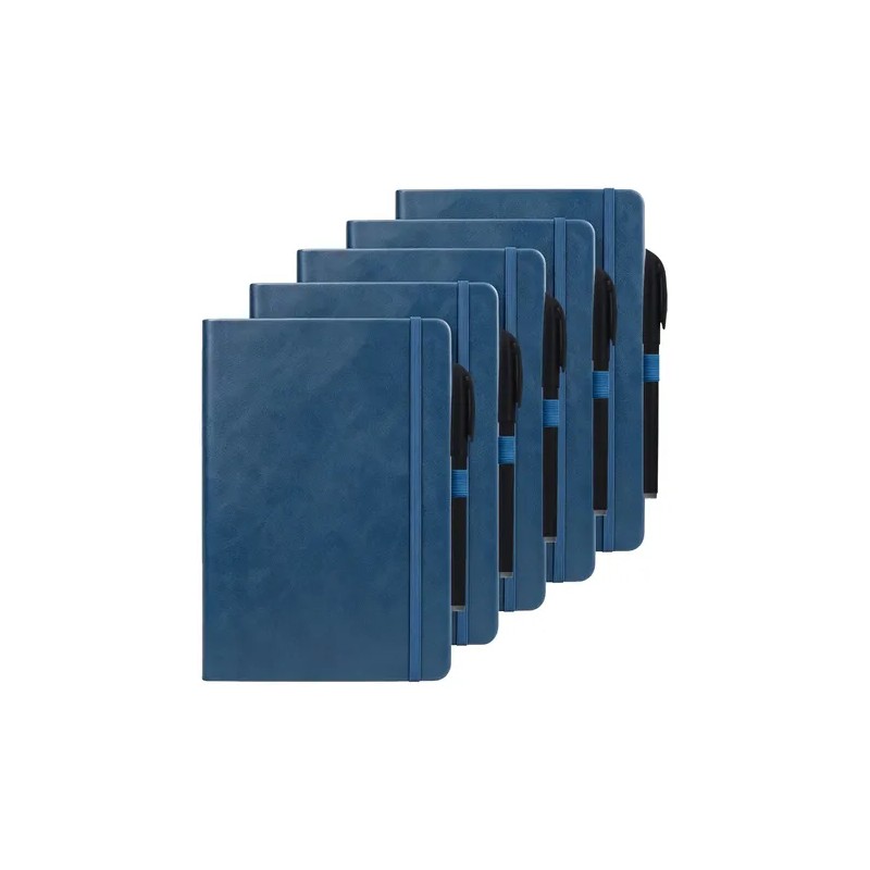 5pcs Libreta A5 Pasta Dura Escolar Oficina 5 Bolígrafos