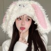 New Sweet Plush Rabbit Ear Balaclava Hat lf3463 Free Size/Gray 3ea