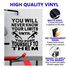 Motivational Quotes Wall Stickers for Gym: Home Workout Inspirational Positive Vinyl Art Wall Decals for Bedroom Living Room Classroom School - You Will Never Know Your Limits 15" X 18"