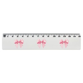 'Pink Bow' 15cm (6 Inch) White Plastic Ruler (RL00090989)