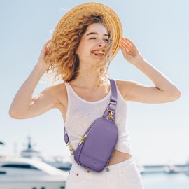 Kattee Sling Bag for Women, Genuine Leather Fanny Packs for Women, Small Crossbody Chest Bag with RFID Blocking