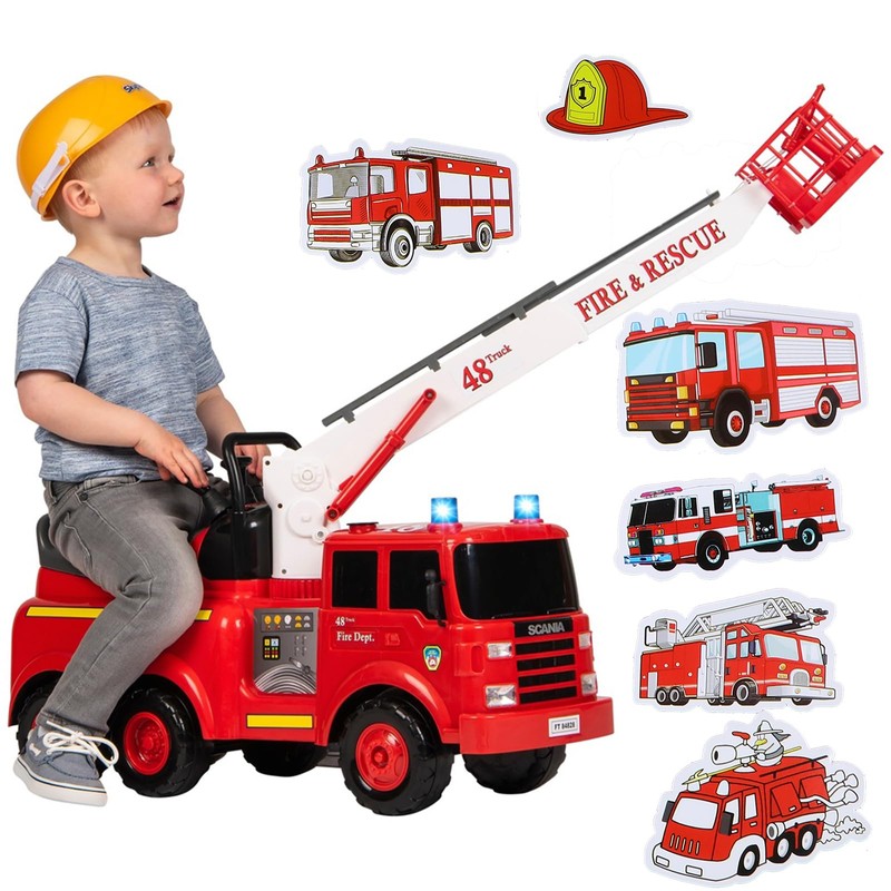 100Pcs Fire Truck Stickers, 2.4'' Waterproof Firefighter Stickers for Kids,