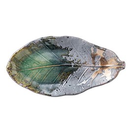 Banko Ware 16052 Iga Kinsai Park Leaf Long Plate for Many Use, Rectangular Plate, Diameter Approx. 10.8 inches (27.5 cm), Made in Japan