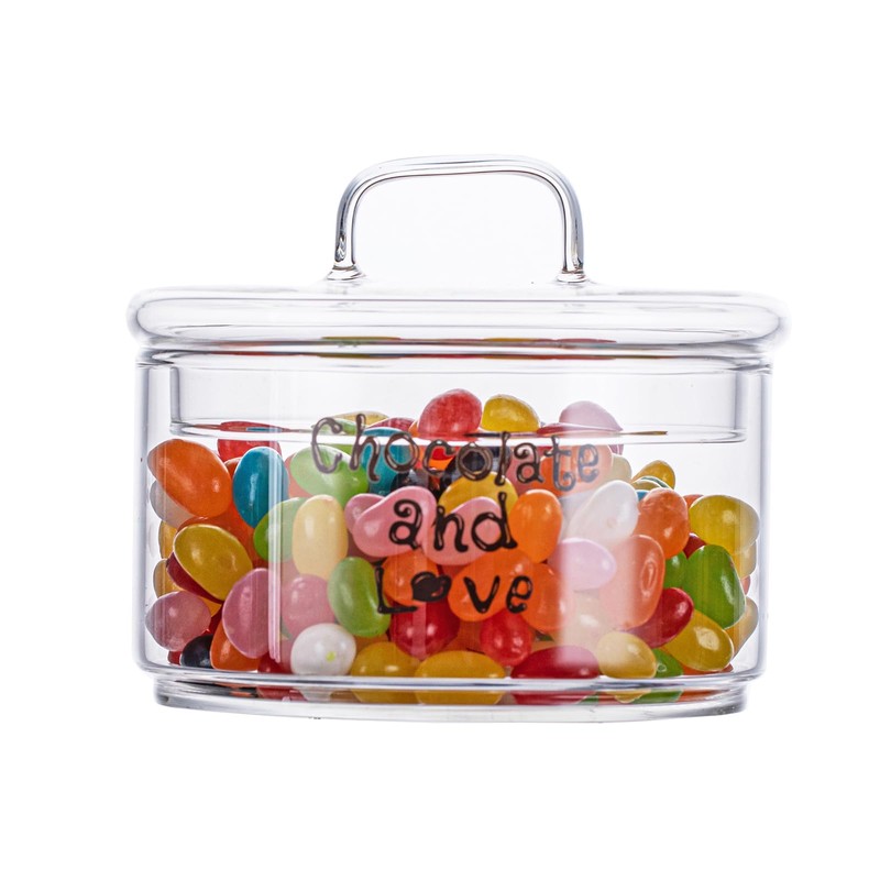 Glass Candy Dish with Lid Covered Candy Bowl Decorative Cookie