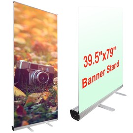 Instahibit Retractable Roll Up Banner Stand 40"x79" Aluminum Trade Show Stand with Carrying Bag for Retail Displays, and Promotional Events, Stand Only, No Banner