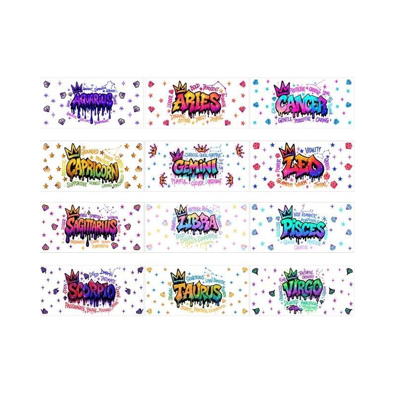 Pretty 12 Zodiac UV DTF 16oz Cup Stickers for DIY