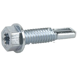 Power Pro Premium Self-Drilling Metal Screws, Zinc Plated Steel, Hex Washer Head Metal to Metal Winged Point Screws, Silver, #12 x 1 inch, Box of 75 Screws