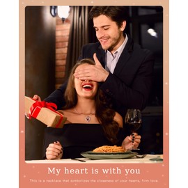 CREENCIA Wife Gifts Sterling Silver Necklaces for Women, Valentines Day Gifts for Girlfriend, Jewelry White Gold, Daughter Women Birthday Necklace, Heart Jewel, Anniversary Christmas Gift for Her Mom