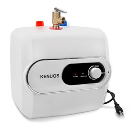 KENUOS 4 Gallon Water Heater Under Sink Instant Hot Water Heaters 1500W 110V 120V Mini Tank,Under Counter Water Heater with Safety Vavle 1/2" NPT for Kitchen,Bathroom,Camper,RV, White