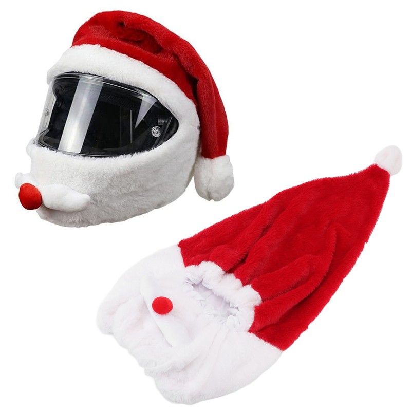 Christmas Helmet Cover Plush Scratch Proof Motorcycle Helmet Hat for