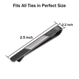 Tie Clip for Men Gun Black, 2.5 Inch Tie Bar and Tie Pin Clip for Regular Ties Traditional Ties, Unique Mens Tie Clip Tie Clasp Black Suitable for Wedding Anniversary Business