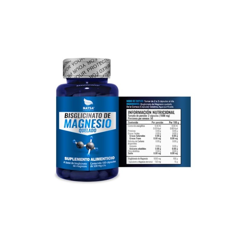 Bisglicinato de Magnesio 100 cápsulas