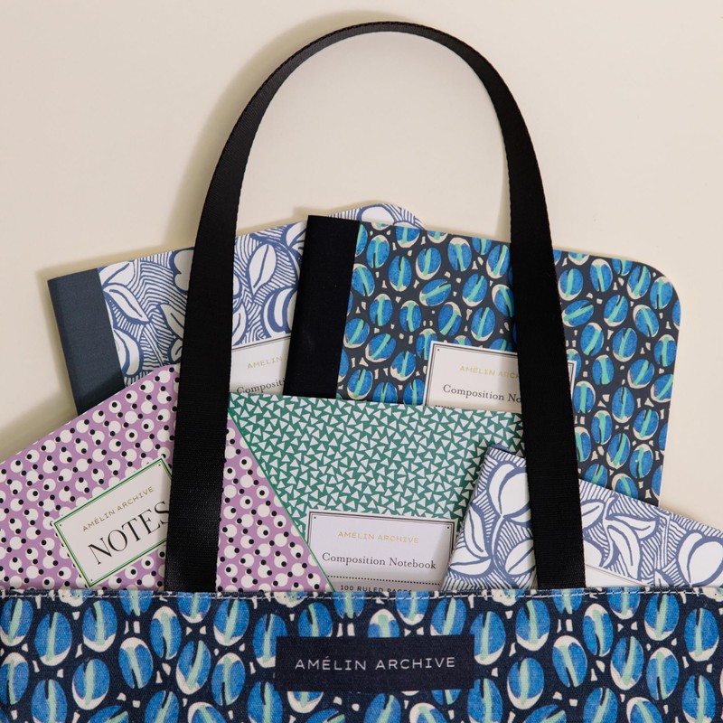 AMÉLIN ARCHIVE Vintage Inspired Double-Sided Canvas Tote Bag for Women,