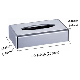 VINN DUNN OBLONG Tissue Dispenser Chrome, Rectangle Facial Tissue Box Holder Kleenex Flat Napkin Dispenser for Bathroom Vanity Countertops (Chrome silver)