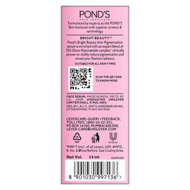 Pond's Bright Beauty Anti-Pigmentation Serum for Flawless Radiance with 12% Gluta-Niacinamide Complex, 14ml