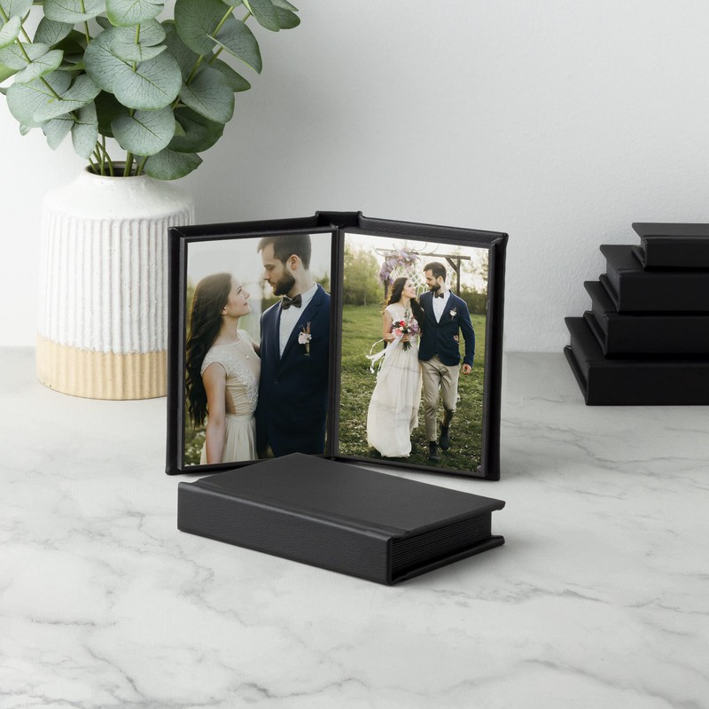 4" x 6" Black Leather Self-Stick Photo Album - Holds