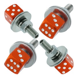Meibaolin Dice License Plate Screw Fasteners Aluminum Alloy Decorative Modified Motorcycle License Plate Bolt Frame Mounting Kit Cars Truck Vehicle Accessories 4 Pcs (Orange)