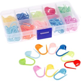 120 Piece Set of 120 Stitch Markers, Colorful Crochet Ruler Markers, Knitting Markers, Safety Pins, Knitting Tools, Storage Case Included