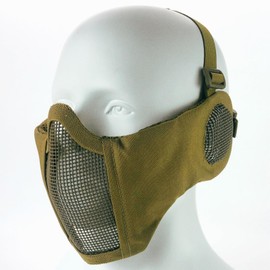 MILQUEST Airsoft Mask Face Mask with Ear Protection Mesh Face Cover Face Guard Ear Protection (Tan)