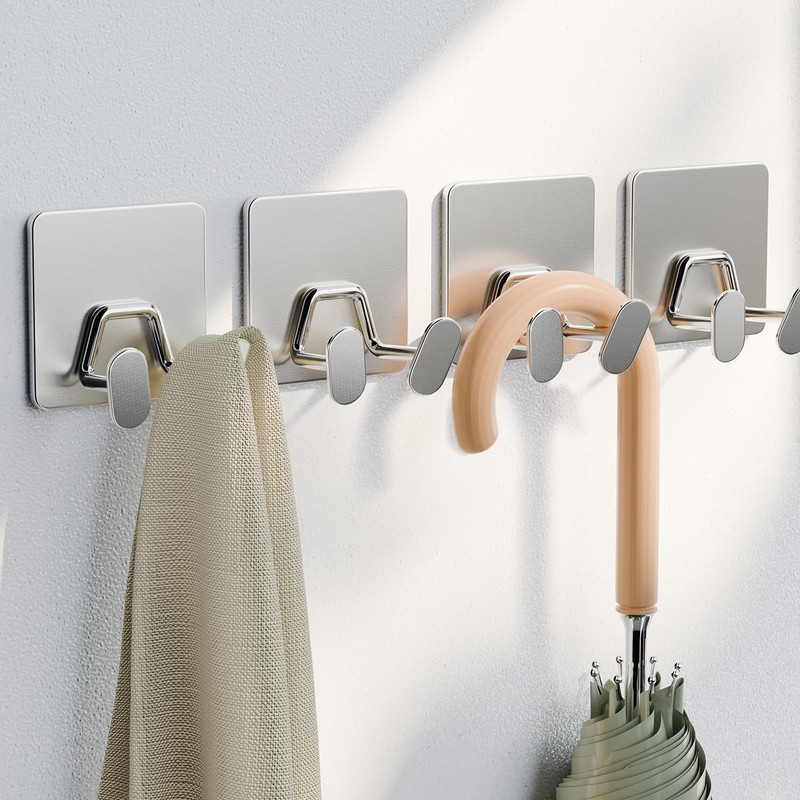 Adhesive Shower Hooks for Inside - Extra Sticky Stainless, Razor