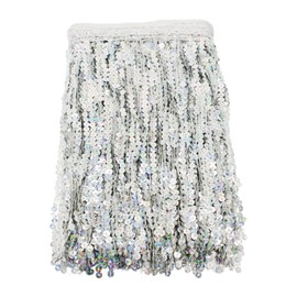 Yalulu 6,5 Yards, lunghezza 30 cm, larghezza paillettes nappa frangia frangia nastro per taglio costume costume latino vestito vestito in pizzo accessorio da cucito (argento)