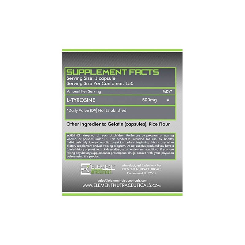 Element Nutraceuticals L-TYROSINE (150ct x 500mg)