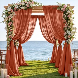 Jimtx Fall Terracotta Wedding Arch Draping Fabric 1 Panel 29" × 20FT Sheer Drapes Outdoor Curtain for Wedding Ceremony Baby Bridal Shower Arch Ceiling Backdrop Decor
