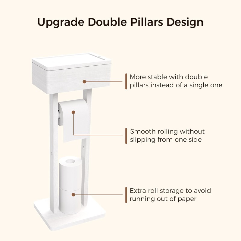 Wealone 4-in-1 White Toilet Paper Holder Stand with Storage Shelf