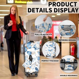 Tudguiloae Travel Luggage Cover,Watercolor ButterfliesTheme Suitcase Cover Accessory Kit, Luggage Tag, and Comfortable Luggage Handle Wrap, Washable Luggage Suitcase Protector (22-24 inch,M)