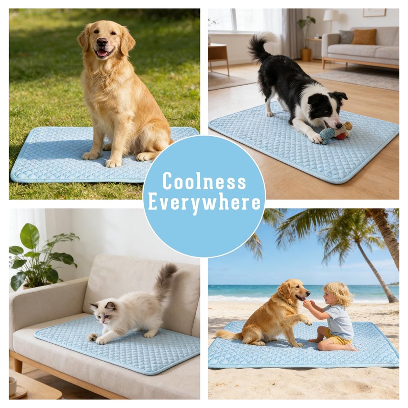 Dog Cooling Mat 2.0, Blue,Thick Long-lasting Cooling Mat for Dogs,