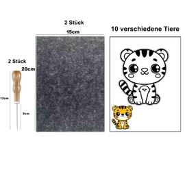 AuFiiy Prickeln Prickelset für Kinder – 10 Tier-Motive, 2x 9mm Prickelunterlagen (15x20cm), 2 Prickelnadeln, Kreatives Basteln ab 4 Jahren