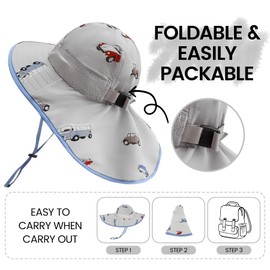 MA COWCF Baby Sun Hat with Neck Flap for Sun Protection Toddler Beach Hat UPF 50+ Outdoors 0-6 Years Boys Girls