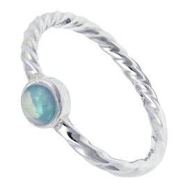 JEWELSTREZORO Opal Edelstein-Bandring für Herren und Damen, alle Größen, 925er-Sterlingsilber, handgefertigter Geschenkartikel, Schmuck TSR123H_60 (19.1)