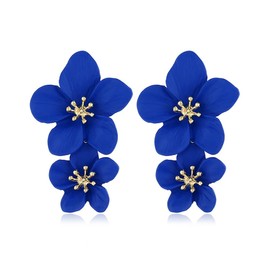 FDEETY Earrings Fashion Double Layer Flower Drop Earrings Bohemian Flower Earrings Exaggerated Flower Earrings Fashion Jewellery for Women, Resin