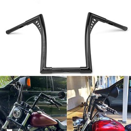 WSays Gloss Black 10" Rise Ape Hangers Handlebar 1-1/4" Diameter Bar Compatible with Harley Sportster XL 1200 883 Dyna Softail Touring Road Glide Road King Models