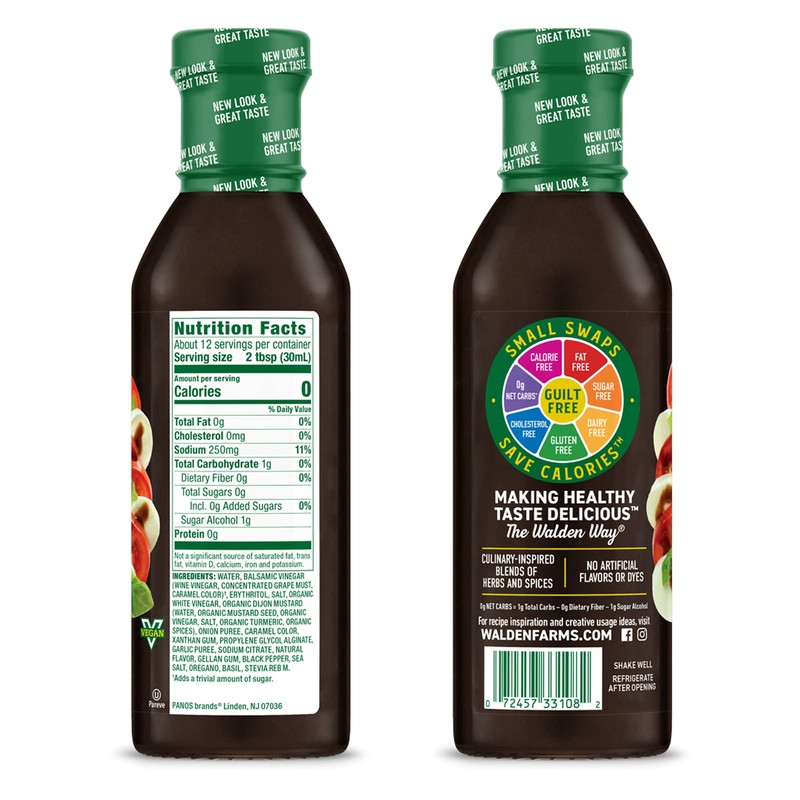 Walden Farms Balsamic Vinaigrette – Calorie-Free, Gluten-Free, Low Carb, Keto-Friendly,