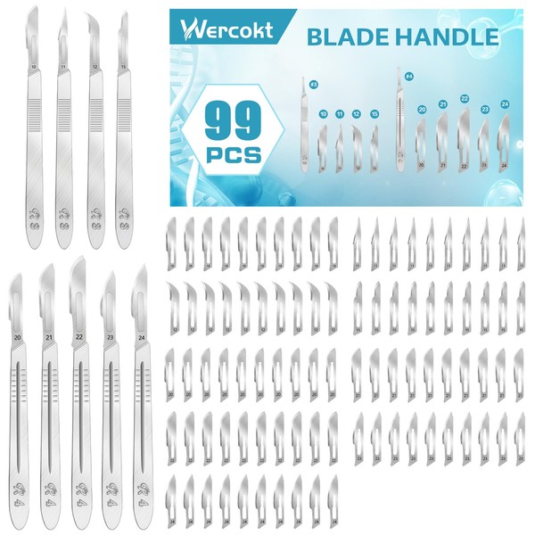 99PCS Surgical Blades Kit, #10#11#12#15#20#21#22#23#24 Surgical Sterile Blades for dermaplaning,