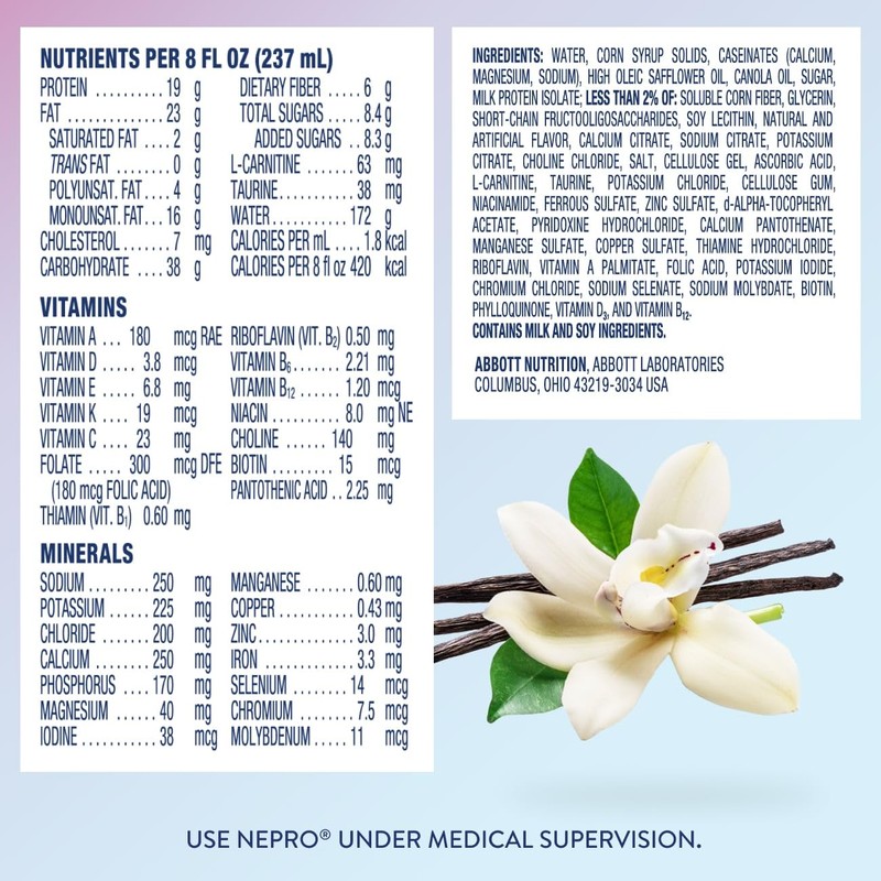 Nepro Liquid Nutrition, Homemade Vanilla, 8-Ounce Plastic Bottles (Pack of