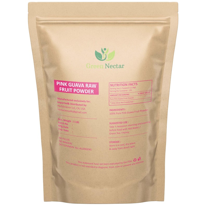 Pink Guava Fruit Powder (1 lb Bag), Unsweetened, Non-GMO, Vegan